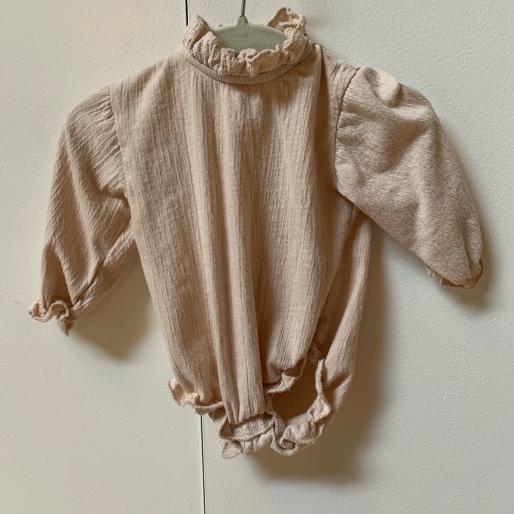 Konges Slojd Pink Ruffle Onesie, 0-1 month